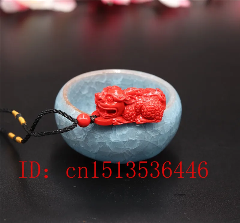 

Chinese Natural Red Organic Cinnabar Dragon Necklace Pendant PiXiu Charm Jewellery Fashion Man Lucky Amulet Gifts