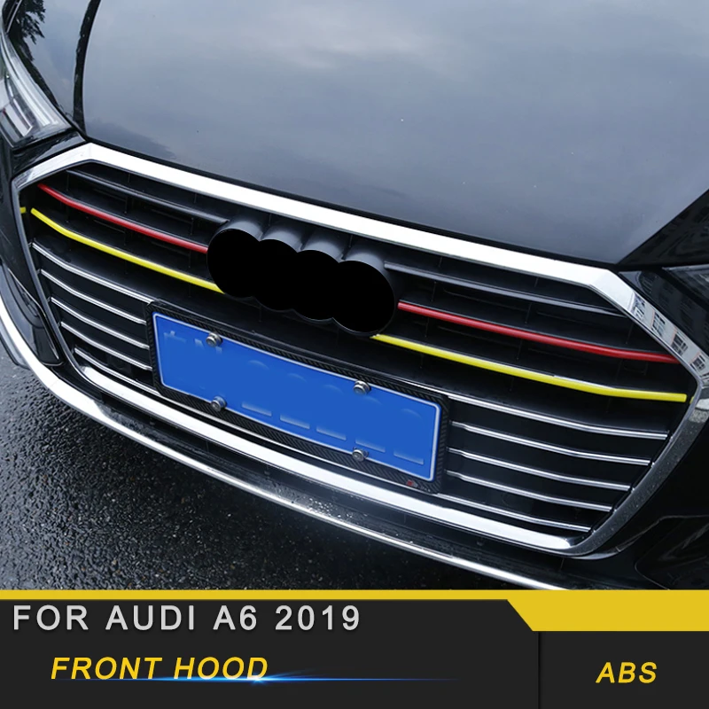 Для Audi A6 автомобильный Стайлинг передний капот средняя сетка бампер решетка рамка наклейка накладка внешние аксессуары