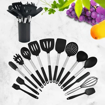 

15pcs Non Stick Soup Spoon Spatula Anti Scald Home Heat Resistant Hanging Cookware Cooking Utensil Set Food Tong Restaurant