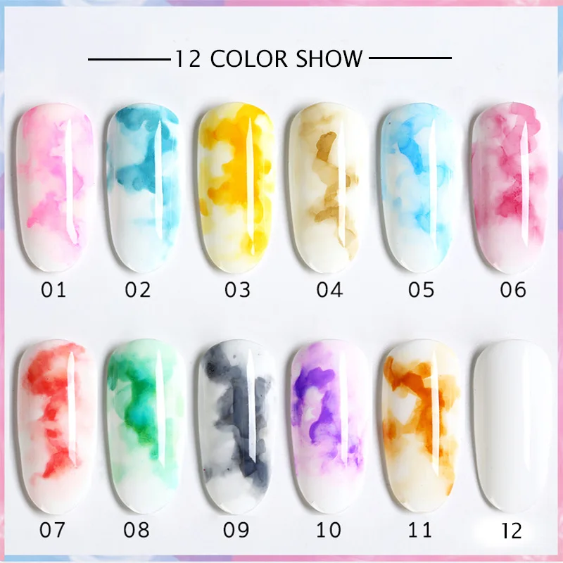 15ml Watercolor Ink Nail Polish Blooming Gel Smoke Effect Magic Smudge Bubble DIY Varnish Manicure Decoration Nail Fashion TSLM2