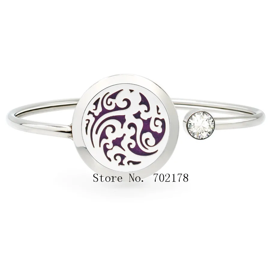 Lotus flower 25mm Stainless Steel Twist Aromatherapy locket Bracelet Bangle essential oil perfume locket bracelet Jewelry