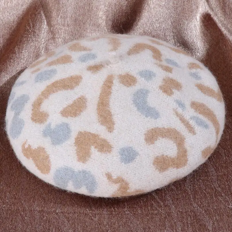 Beige Camel Douchow женские камуфляжные шерстяные береты во французском стиле, шапки для девочек-подростков, Классическая Красная Шапочка без каблука - Цвет: Beige Camel