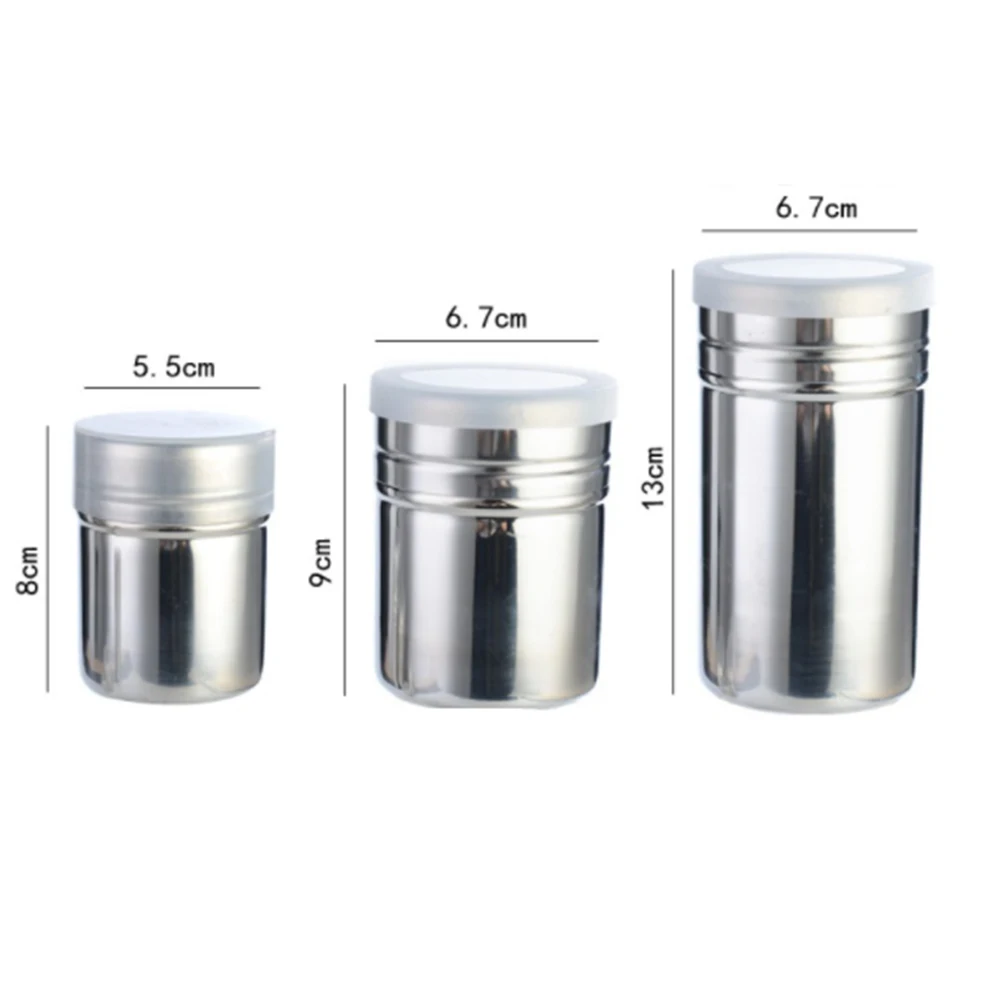 

1PCS Household Powder Sugar Shaker With Lid Cans Cocoa Flour Cinnamon Icing Stainless Steel Fine Mesh Shaker Sugar Powder Sifter