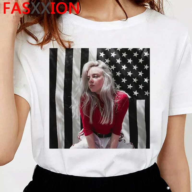 Billie eilish футболка женская мода Топ хип-хоп Футболка harajuku Эстетическая ulzzang 90s футболка kawaii забавная женская с коротким рукавом