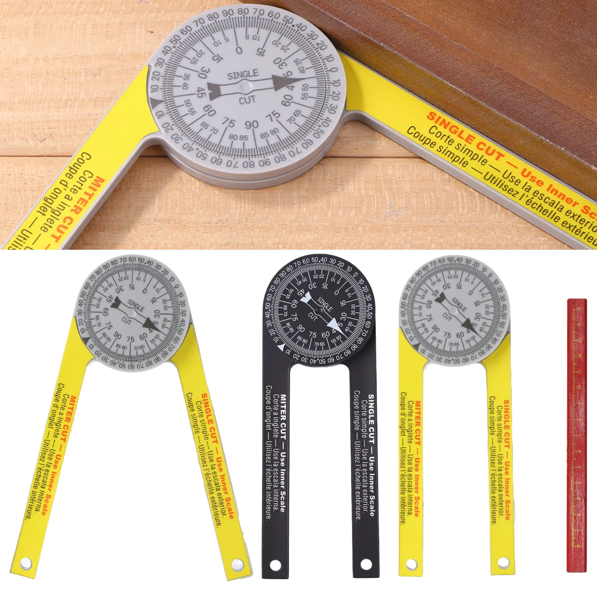 Miter Saw Protractor Ruler with Pencil Digital Protractor 360 Degree
