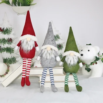 

Christmas Dolls Long Legged Santa Gnome Plush Doll Ornament Handmade Elf Toys for Home Party Decor Kids Gift