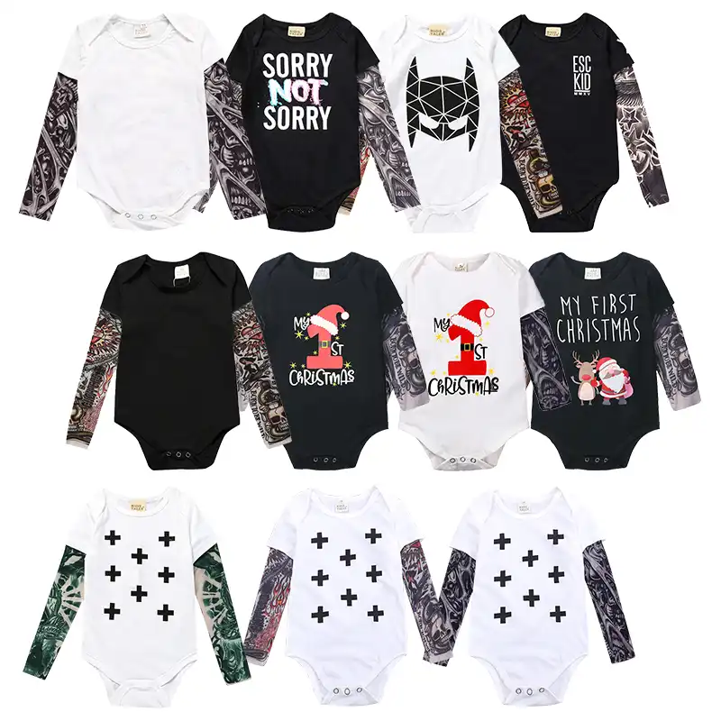 Yilaku男の子服スーツタトゥーガーゼ長袖女児ジャンプスーツ幼児幼児ワンピースサンタ漫画プリントyy043 Bodysuits Aliexpress