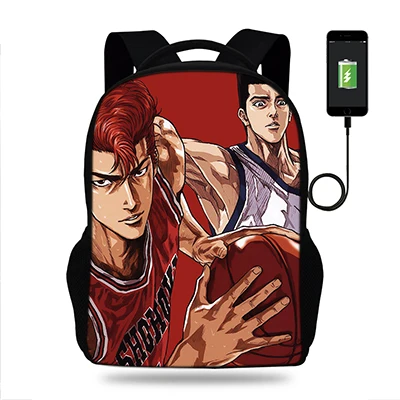 k7971 17 Дюймов школьная Сумка подростковая мультфильм slam-dunk мальчиков и девочек рюкзаки ранец для детей ортопедические mochila escolar Usb порт Книга сумка - Цвет: k7971