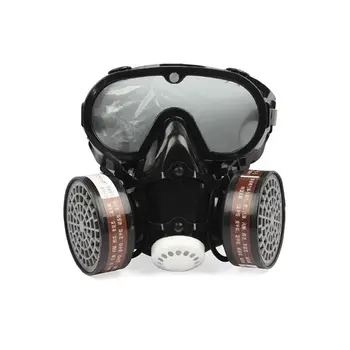 

2 2 in 1 Industrial Dustproof Mask Anti-dust Anti-toxin Goggle Eyes Nose Mouth Protection Respirator Gas Mask Safety Chemical