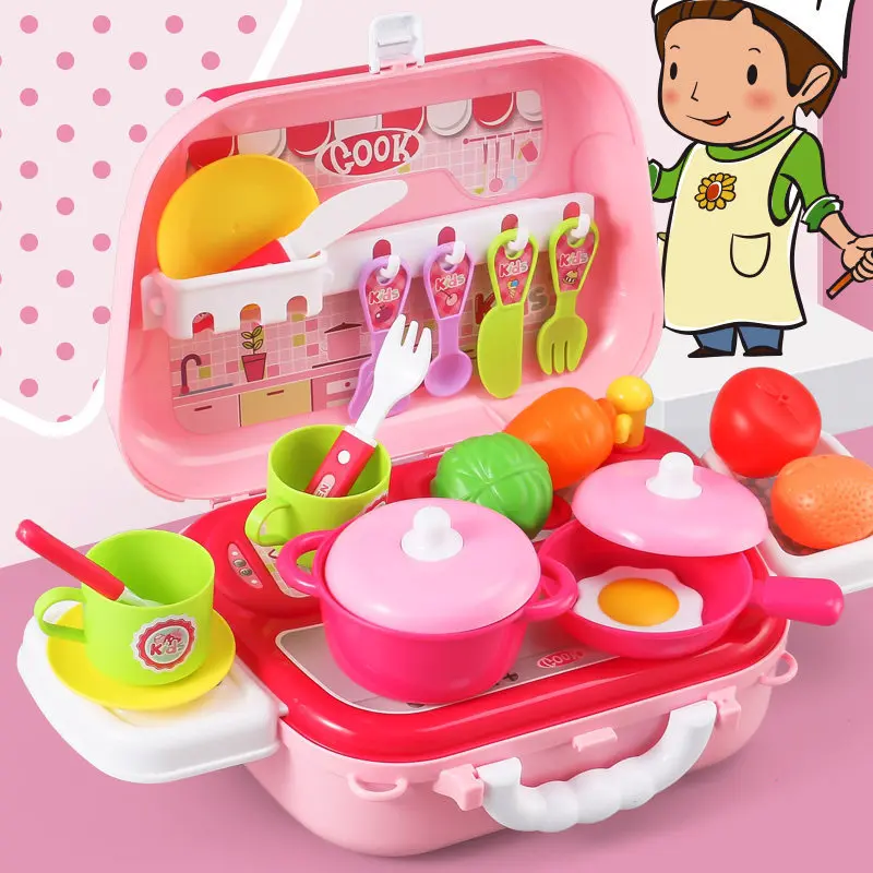 

Children Pretend Play Toy Educational Toys Simulation Kitchen Makeup Doctor Tools Backpack Family Toy Girl Playhouse Toy Kids Gi