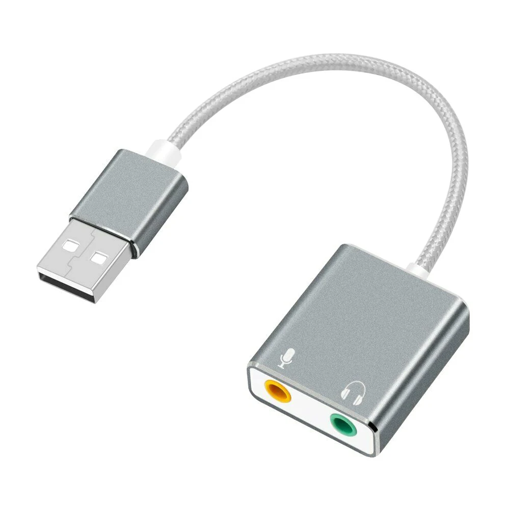 Внешний USB 2,0 3D Виртуальный 7,1 канальный аудио адаптер звуковой карты 3,5 мм для персонального компьютера ноутбука - Цвет: Gray