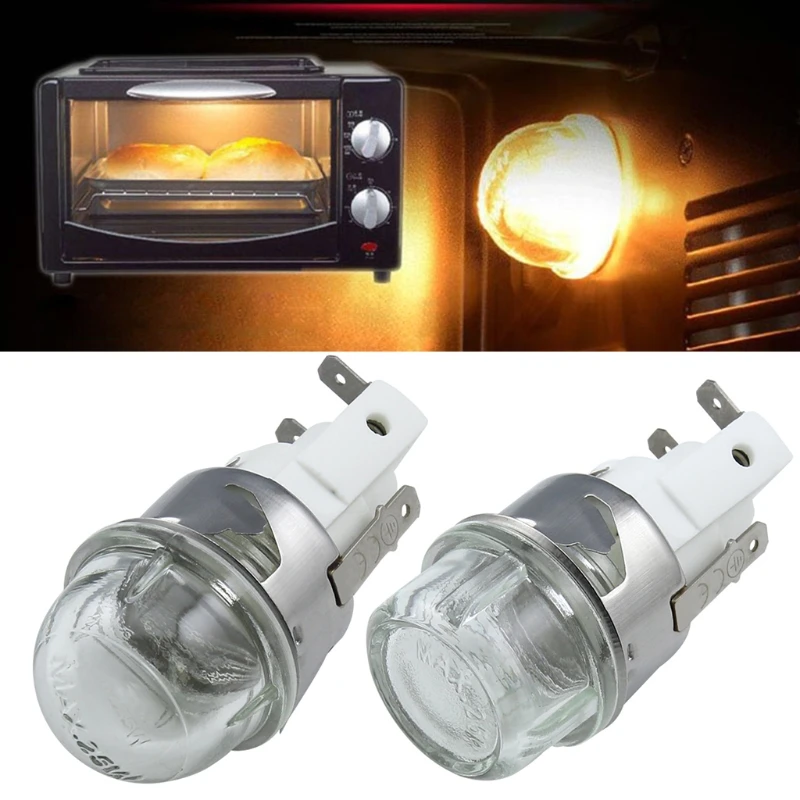 1 Pc Microwave Lamp Oven Light Bulb w/ Base 25W Voltage 110V / 250V Flat Head Tempered Glass Heat Temp 500℃ &