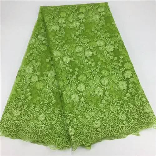 Нигерийский Африканский тюль кружевная ткань с бисером высокое качество французская Сетка кружевная ткань для свадьбы тюль кружевная ткань - Цвет: green