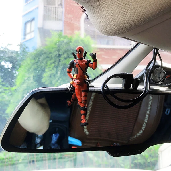 Disney Anime Car Interior Decoration Mini Figure Deadpool Center Console Rearview Mirror Decoration For Car Products Accessories as picture