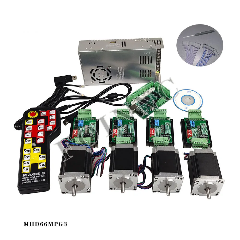 CNC 컨트롤러 세트, 4 축, 4 TB6600, Nema23 스테퍼 모터 컨트롤러, sys 전원 전자 스티어링 휠 제어, 프로모션