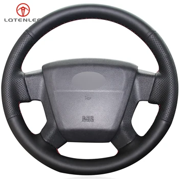 

LQTENLEO Black Artificial Leather Hand-stitched Car Steering Wheel Cover For Jeep Compass 2006-2010 Old Patriot 2007-2010