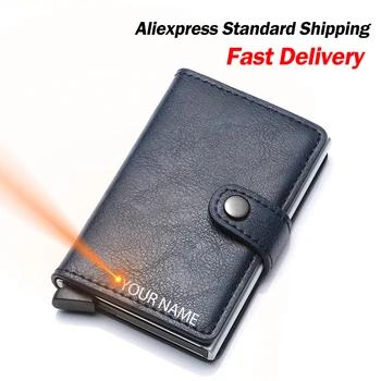 

Men Card Holder Leather Credit Card Holder Anti-thief Men Card Wallet Male Automatic Bank Card Holder Hasp Men Purse