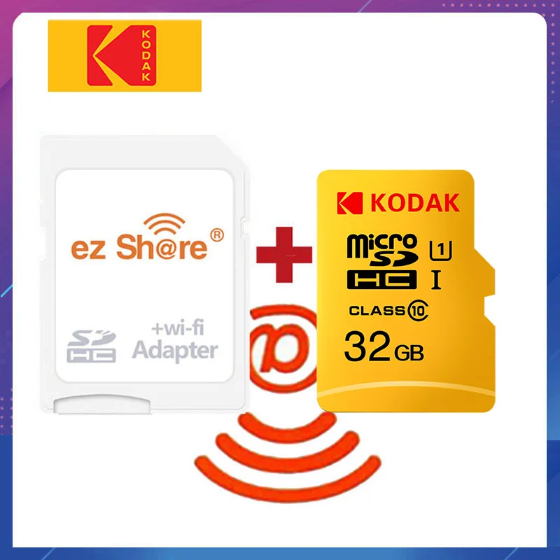 ezshare Wireless wifi adapter+Kodak Micro SD Card 16gb 32gb 64gb 128gb class10 microsd wifi wireless tf flash Card Memory Card 