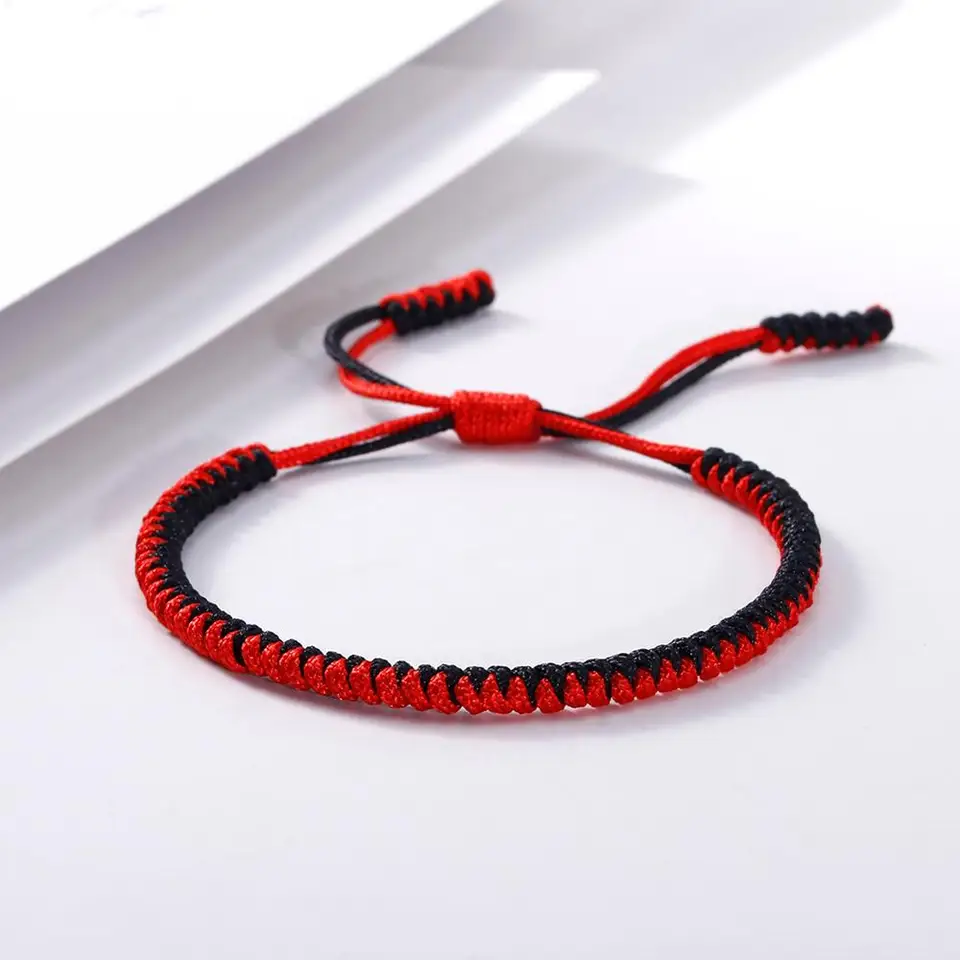 YOUHU Braccialetti di Corda,Set di 3 Braccialetti Dell'Amicizia Fatti A Mano Buddisti Tibetani Rosso/Colorato/Rosso Vino Braccialetti BFF in Corda di Nylon Braccialetto Partner Lucky Knot