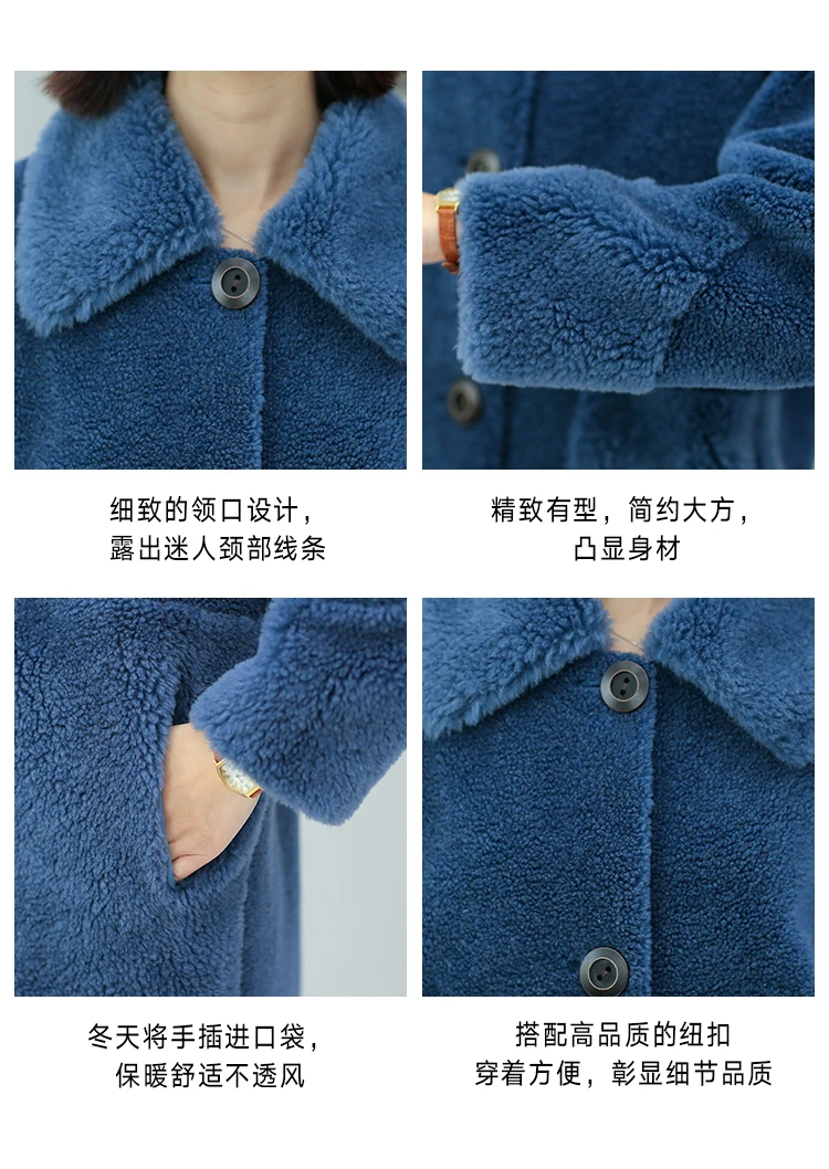 Новая Натуральная Овечья стрижка пальто Женская куртка из натурального овечьего меха шерстяное пальто 100 см Длина очень теплая F1147