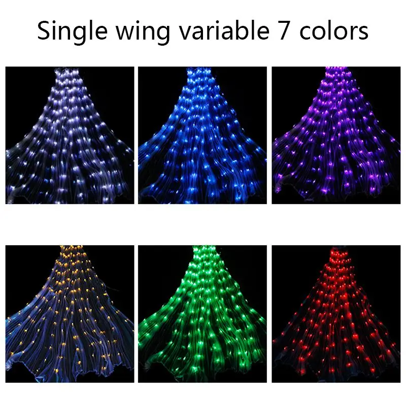 

Color LED Luminous Dance Wings 7 Colors Transform Wings Dance Performance Props Belly Dance 360 Degrees Wings