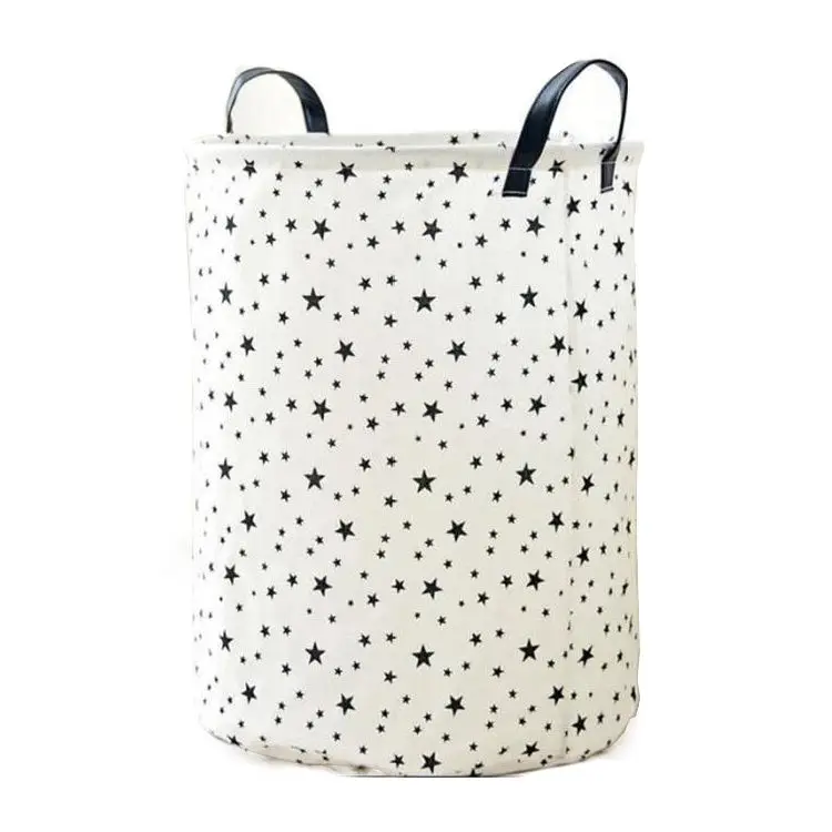 

1 Piece Foldable Laundry Basket in Cotton and linen for Kids Portable Durable Organizer Storage Basket Storage ( star pattern )