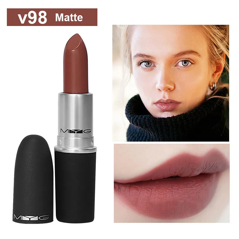 MYG Frosted Lipstick Matte Nutritious Easy to Wear Long Lasting waterproof Lip Makeup Moisturizer Red nude |