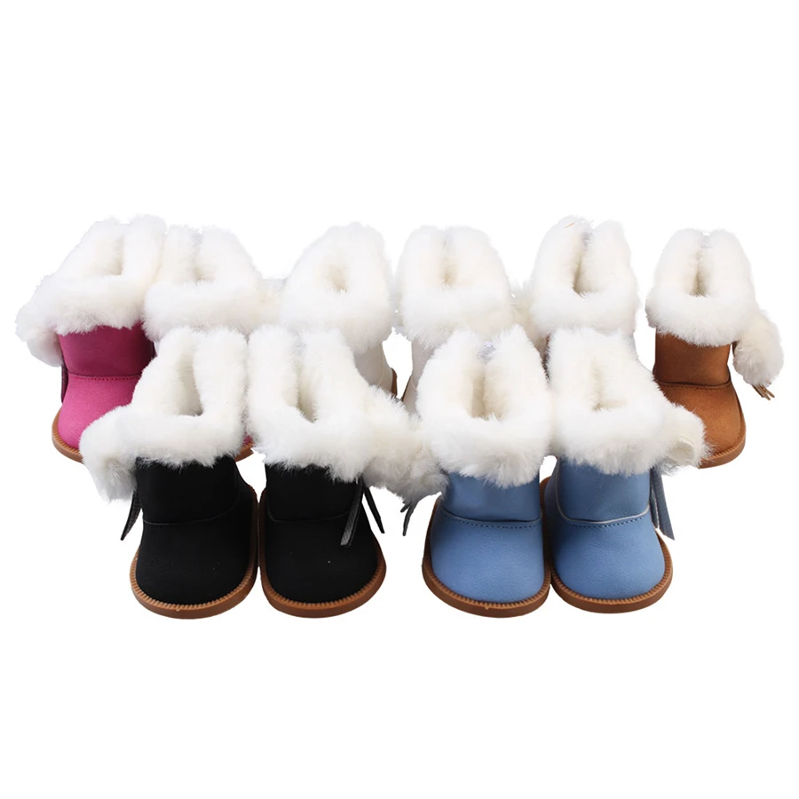 Pink/White/Black/Blue/Brown Winter Snow Boot Doll Shoes For 18 inch American Doll For Baby Girl Gift Doll Accessories 1 pair ice crampons winter snow boot shoes covers