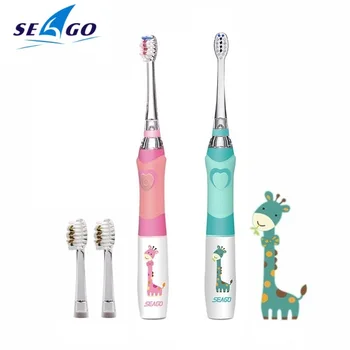 

SEAGO Children Electric Toothbrush for 3-12 Ages Battery Children Toothbrush LED Sonic Kids Toothbrush with Timer 3 Nozzles