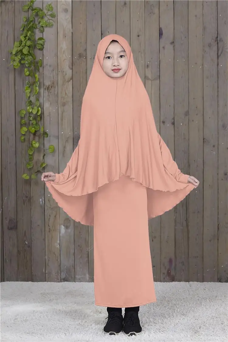 2 предмета, мусульманские Детские платья для девочек, детские платья abaya, Дубай, малазийский ХИДЖАБ КАФТАН, Бангладеш, Турция, Саудовская Аравия, полное покрытие, ислам