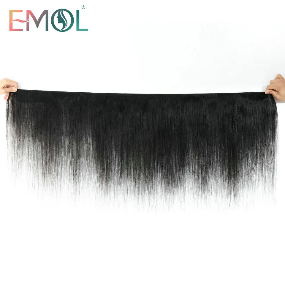  Emol 13X4 Ear Lace Frontal Closure With Bundles Peruvian Straight Human Hair Bundles With Frontal N