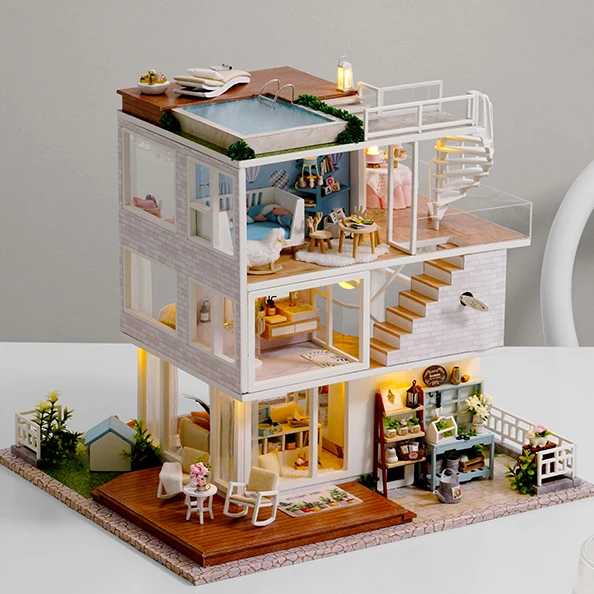 Elektrisch Talloos borst DIY Poppenhuis Meubels Leven is Zo Goed Miniatuur Dollhouse Speelgoed voor  Kinderen Leuke Gezinnen Huis Casinha De Boneca Pop huis|Poppenhuis| -  AliExpress