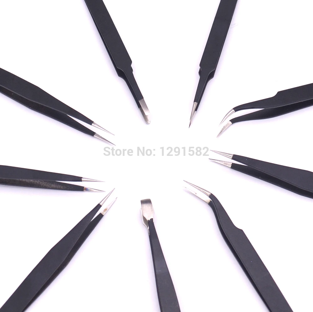 

Hot EDS Tweezers Set Stainless Steel Anti-static Precision Tweezers for Electronic Mobile Phone Repair Tools Kit non-slip RC Too