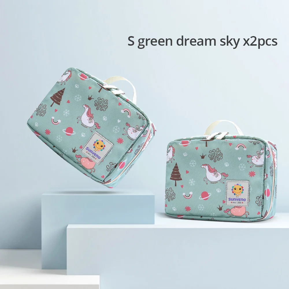 Green dream sky 2pcs Sunveno Сумка Для Подгузников Сумка Для Мамы Детские Сумки Для Пеленок Маленькая Сумка Для Хранения - Цвет: Green dream sky 2pcs