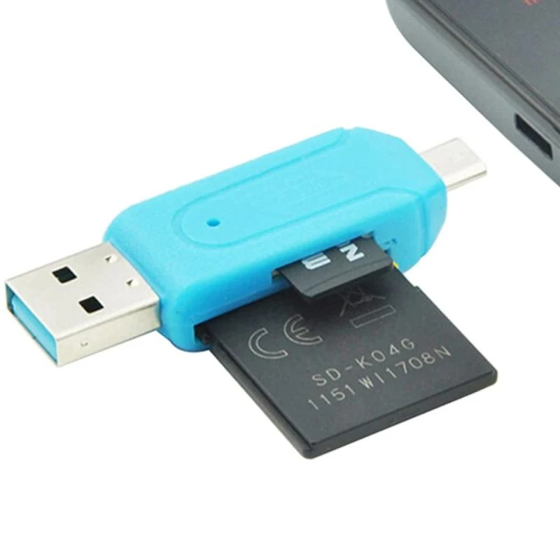 1pc Random Color 2 In 1 USB 2.0 OTG Memory Card Reader Adapter Micro USB TF SD Card Reader Universal For Phone Computer Laptop usb converter for phone