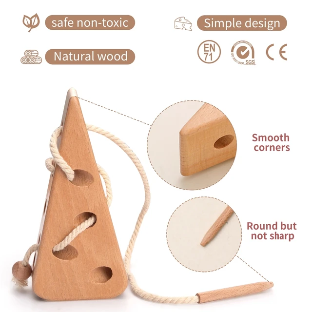 Wooden Toy Rattle Montessori Threading Board Educational Toy 3d Puzzle Game Threading Toy For Boy Children Gifts Educational Toy 3