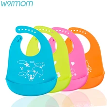 WARMOM детское питание фартук/нагрудники водонепроницаемый мягкий силиконовый Детские Мультяшные нагрудники Слон/корова/белка/медведь шаблон детские инструменты для кормления