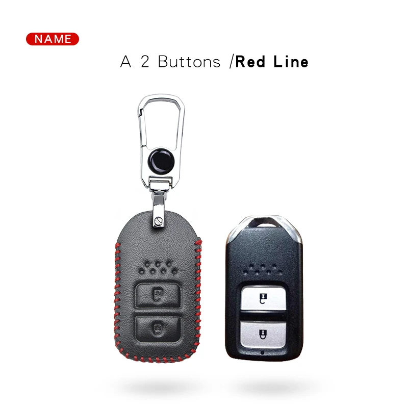 XK010-2-redline Кожаный чехол для ключей автомобиля для Honda Civic CR-V HR-V Accord Jade Crider Odyssey Freed Pilot EX EXL Crz BR-V XR-V Vezel Inspire - Название цвета: XK010-2-redline