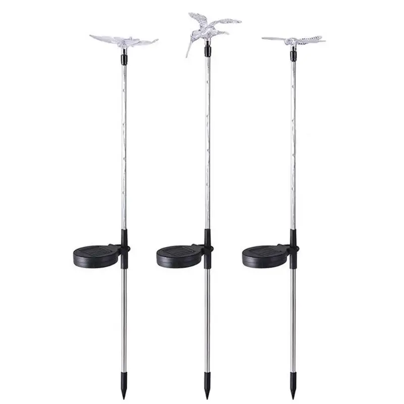 

6LED Solar Outdoor IP65 Waterproof Lawn Lamp Christmas Decor Solar Acrylic Hummingbird Butterfly Dragonfly Color Garden Lamp