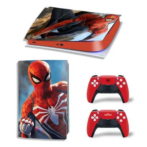 SpiderMan PS5 Digital Edition Skin Sticker Decal Cover for PlayStation 5 Console and 2 Controllers PS5 Skin Sticker Vinyl
