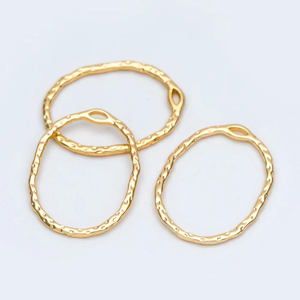 10pcs Oval Link Pingentes 27x20mm, 18K Banhado