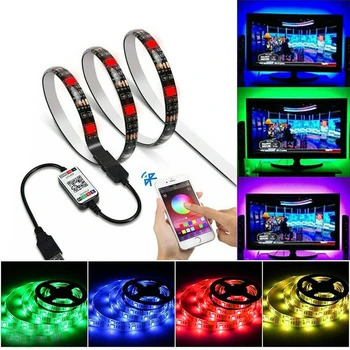 

LED Lighting Strip Tape 5V LED Light Ribbon SMD2835 RGB Flexible Fairy Lights with Bluetooth Wireless Wifi Control For TV Party