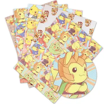 

30x136cm Pet cat dog Pikachu Faux Synthetic Leather Fabric Sheet For Needlework Home Textile DIY Hair Bows Crafts Wallet