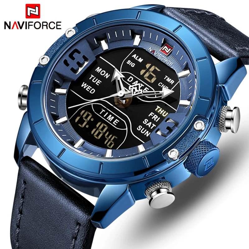 

NAVIFORCE Men Watch Top Luxury Brand Waterproof Quartz Mens Watches Leather Analog Sports Digital Male Clock Relogio Masculino