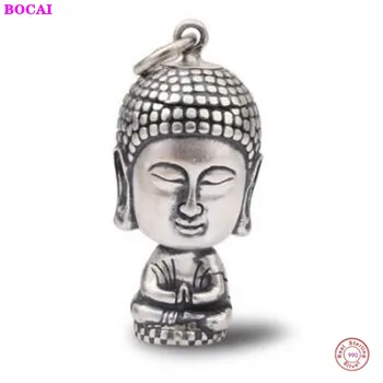 

BOCAIS999 sterling silver men's and women's pendant Vintage Thai silver frosted couple sweater chain pendant fashion pure silver