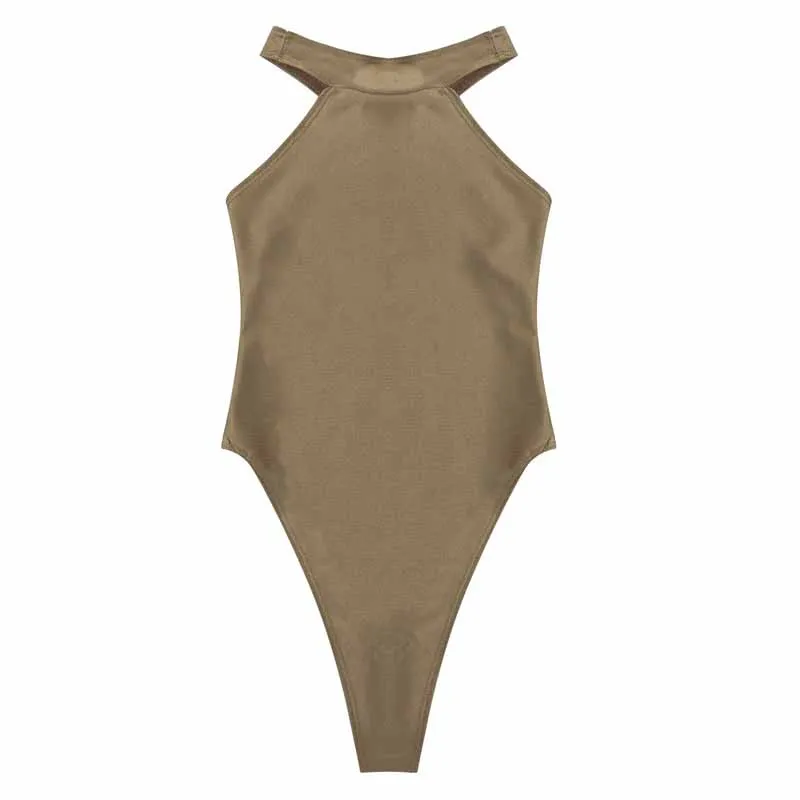 Женское сексуальное трико, цельное прозрачное боди с глубоким вырезом, без рукавов, с высокой спинкой, купальник, купальный костюм