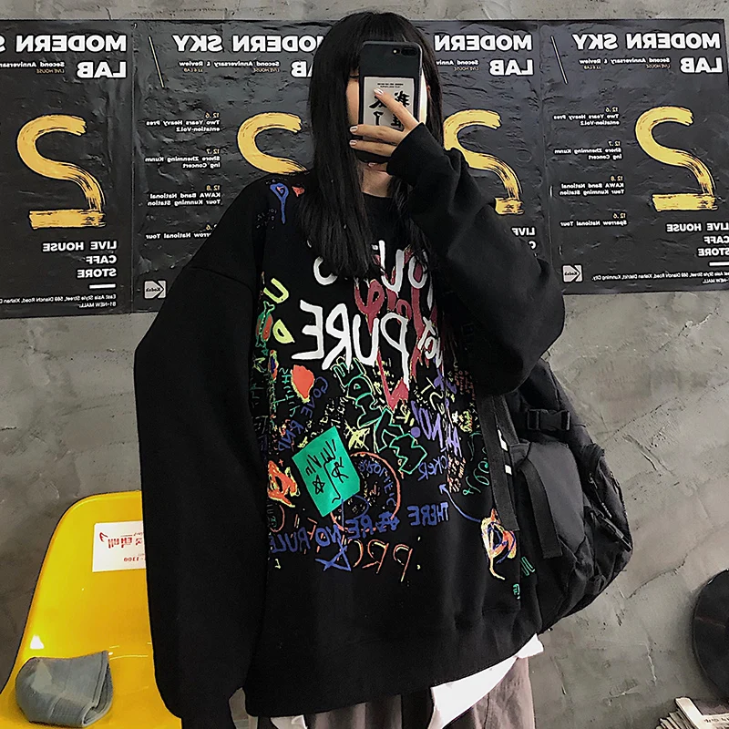Хип-хоп camisas альбом bf Клубная Ulzzang куртка дропшиппинг Панк Винтаж harajuku с длинным рукавом Корейская одежда топ Женская толстовка
