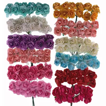 

1.5cm Handmade Mini Paper Rose Artificial Flowers Wedding Fake Dired Flowers For Home Craft Decoration Scrapbooking