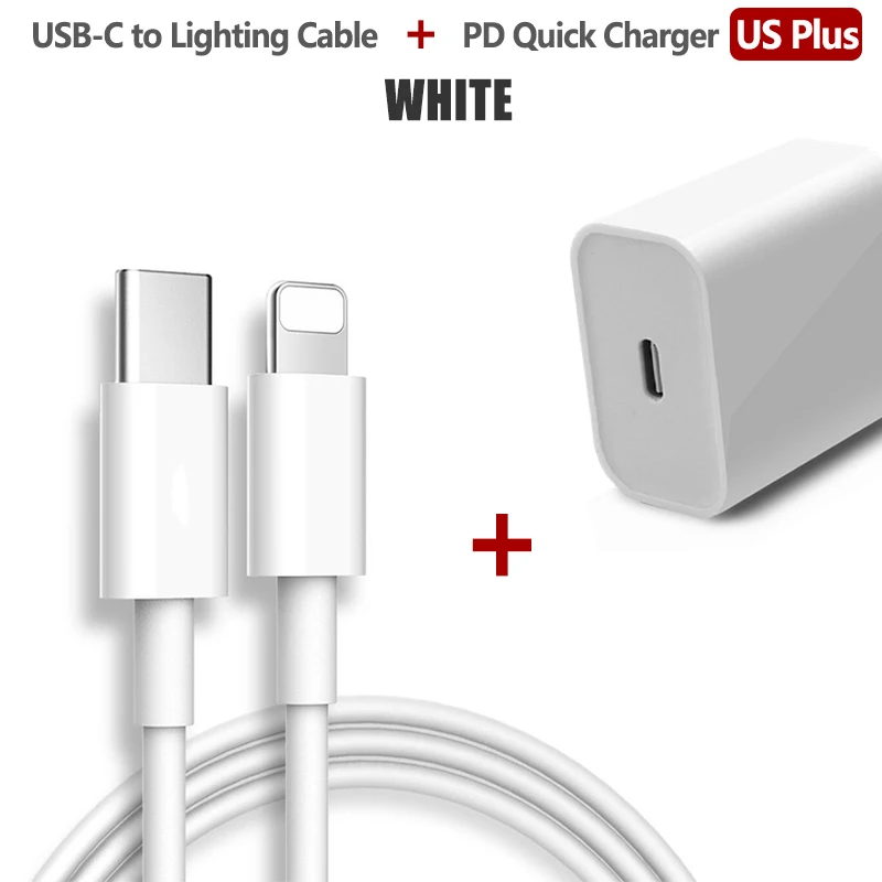 Универсальный 18 Вт Быстрая зарядка USB-C к освещению для Apple iPhone 11 Pro X XR XS Max 8 Быстрая зарядка type-C кабель EU штекер для iPad 6 - Цвет: US Plug With Cable