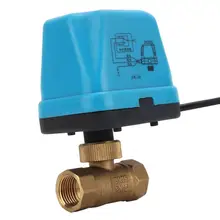 AC220V моторизованный латунный шаровой клапан 3 провода 2 способа Электрический резьбовой шаровой кран с Синяя ракушка моторизованный шаровой клапан